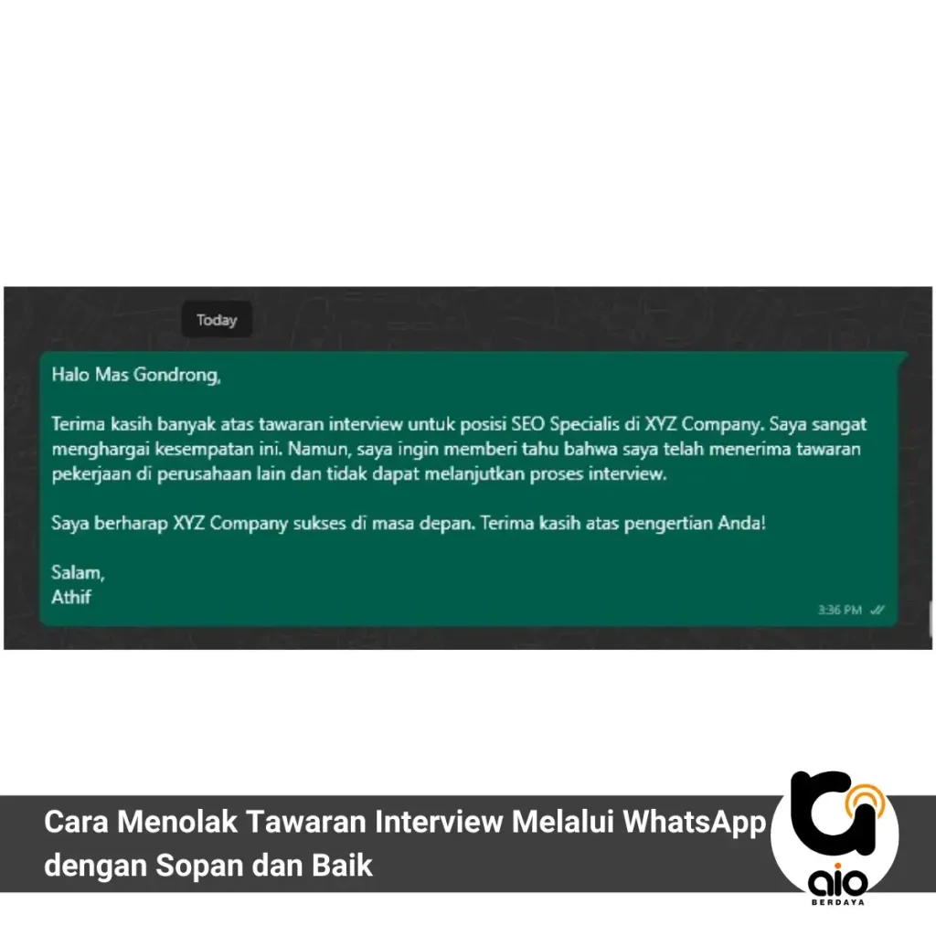 Cara Menolak Tawaran Interview Melalui Whatsapp Dengan Sopan Dan Baik