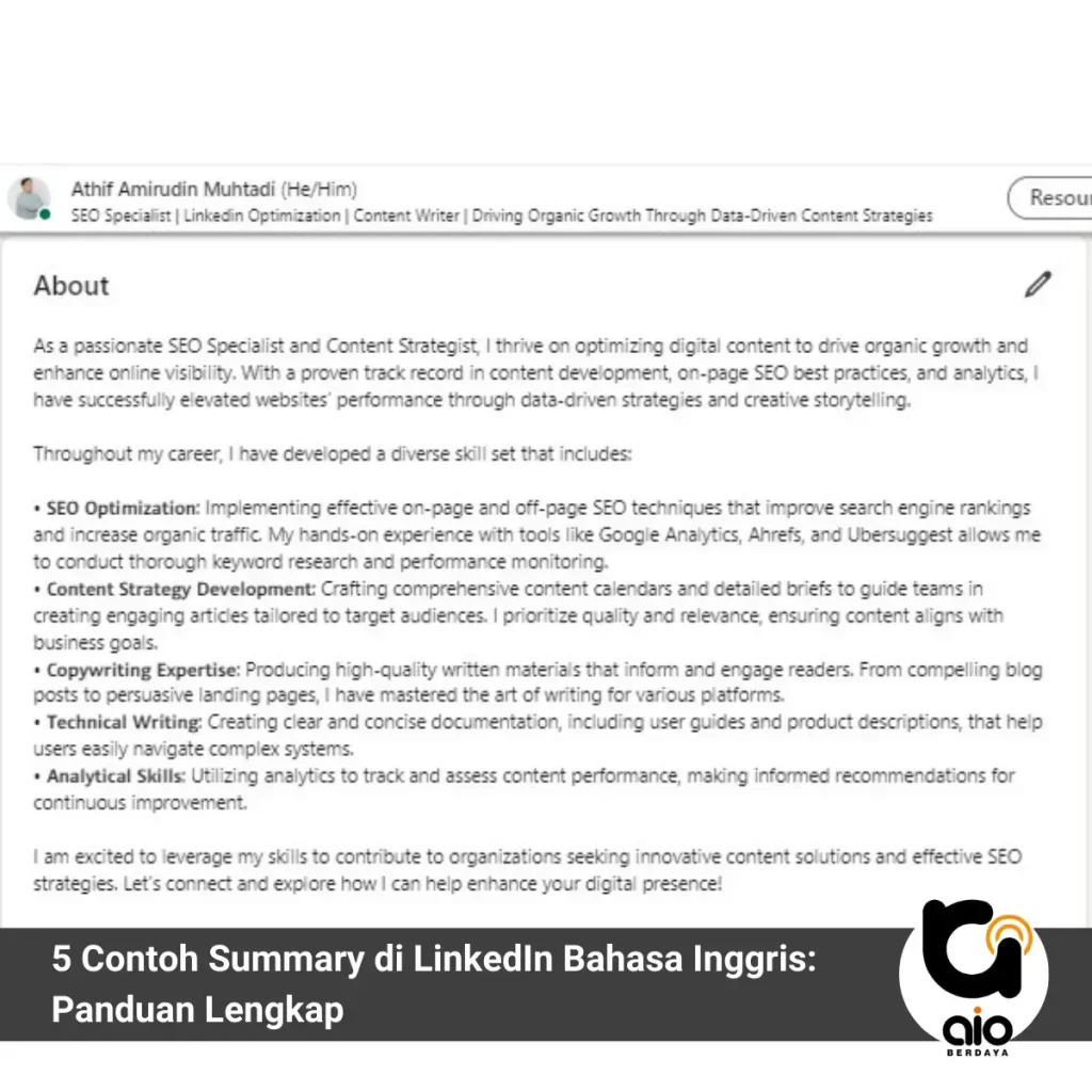 5 Contoh Summary Di Linkedin Bahasa Inggris Panduan Lengkap