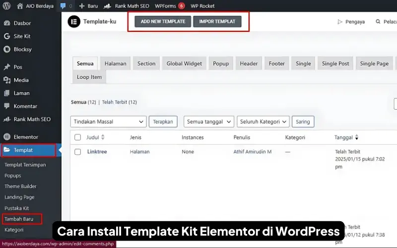 Cara Install Template Kit Elementor Di Wordpress