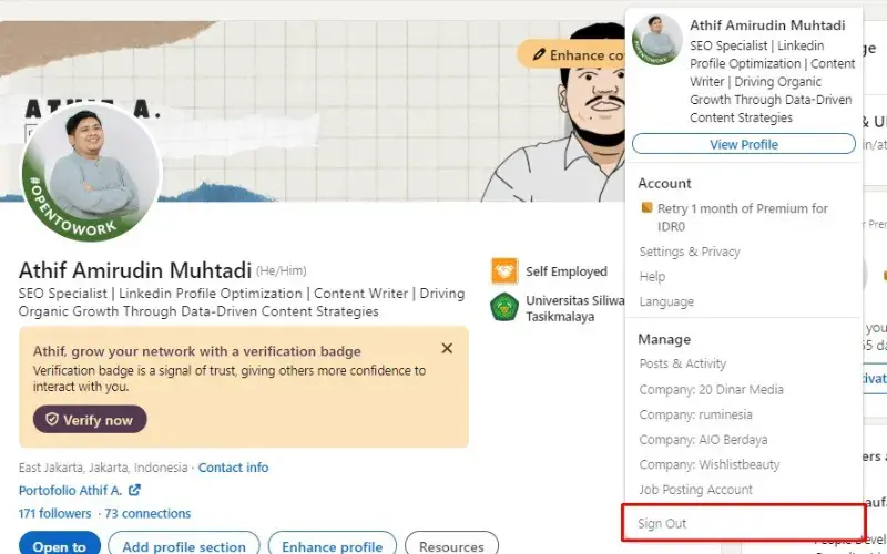 Cara Keluar Dari Akun Linkedin