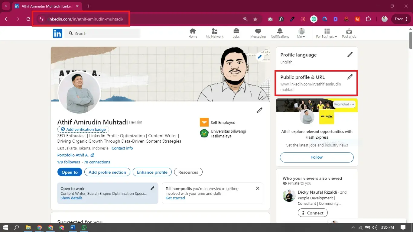 Cara Melihat Username Linkedin Menggunakan Versi Website