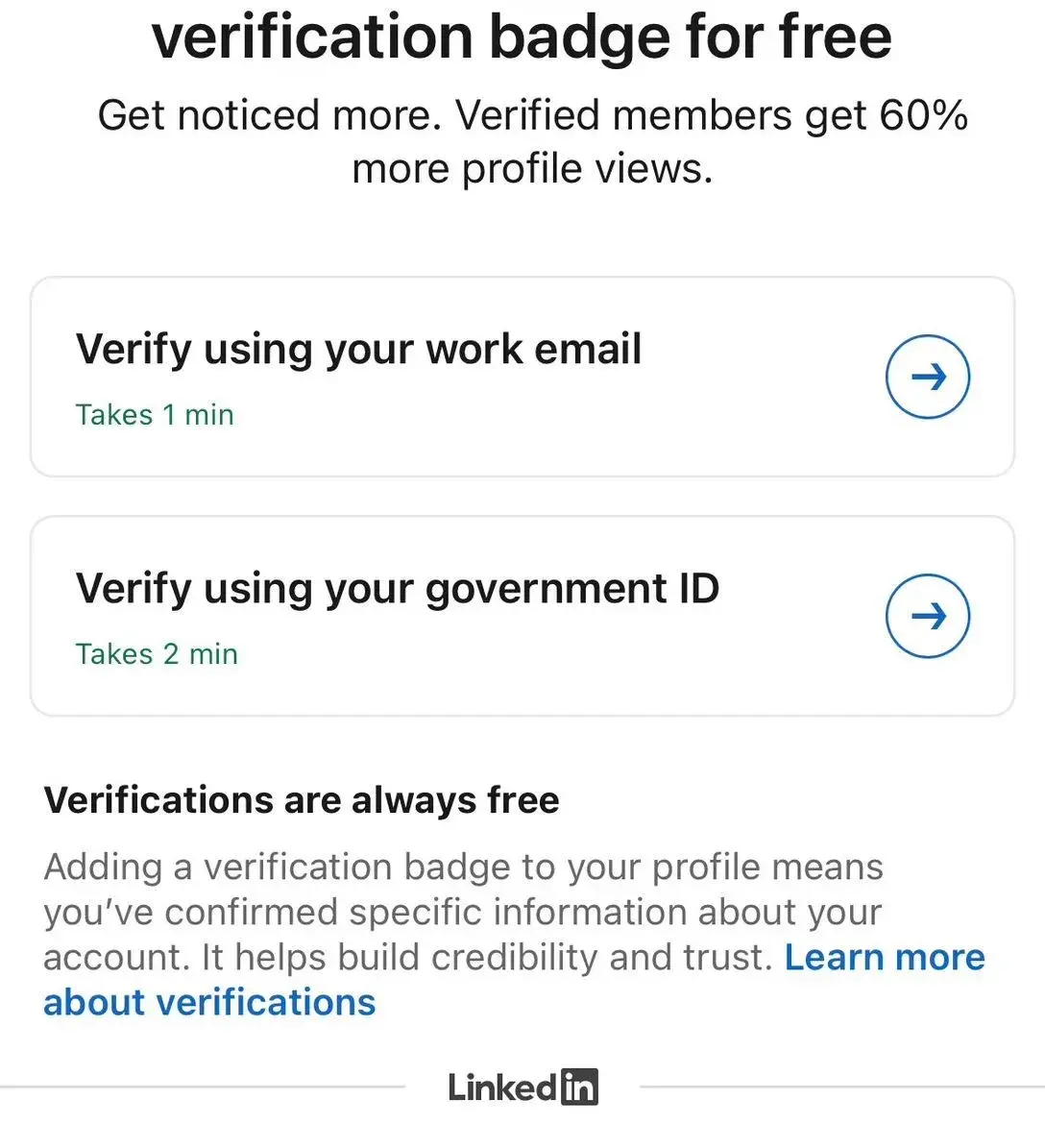 Cara Verifikasi LinkedIn melalui Goverment ID