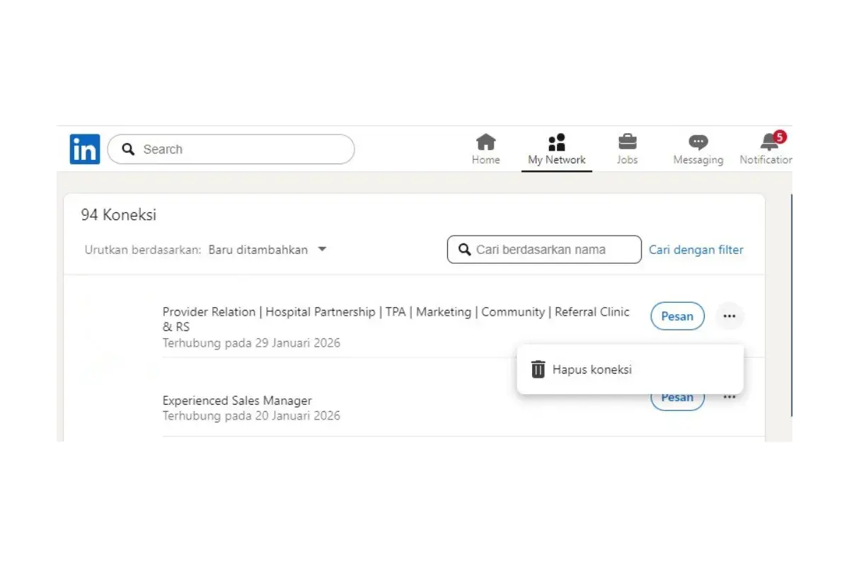 Cara Membatalkan Connect di Linkedin